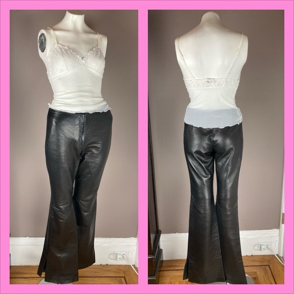 Oscar Leopold Black Lambskin Leather Pants - Picture 7 of 11